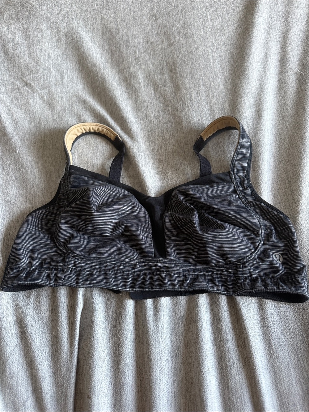Lululemon Ta Ta Tamer Sports Bra 36D Heathered Gray Black High Support